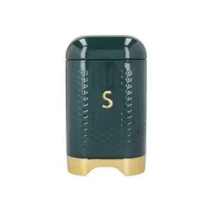 Image of Textured Hunter Green Sugar Canister - Lovello