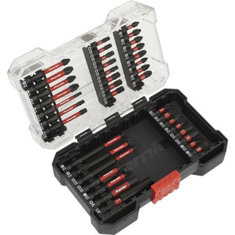 Image of Loops 38 Piece Impact Grade Power Tool Bit Set - S2 Steel Bits - Plastic Storage Case Metallics