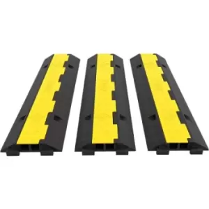 Image of VEVOR 3 Pack of 2 11000lbs per Axle Capacity Protective Wire Cord Ramp Driveway Rubber Traffic Speed Bumps Cable Protector