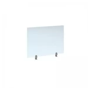 Image of Straight high desktop acrylic screen with silver brackets 1000mm x