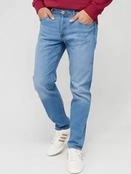 Image of Jack & Jones Mike Mid Wash Comfort Fit Jeans, Blue Denim, Size 32, Inside Leg Regular, Men