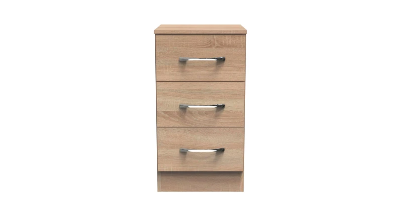 Image of Welcome Furniture Ready Assembled Coventry 3 Drawer Bed Cabinet - Light Oak, Brown AVN001BO