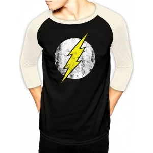 Image of The Flash - Logo Mens Small Baseball T-Shirt - Black