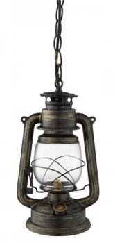 Image of 1 Light Small Ceiling Lantern Pendant Black gold, E27