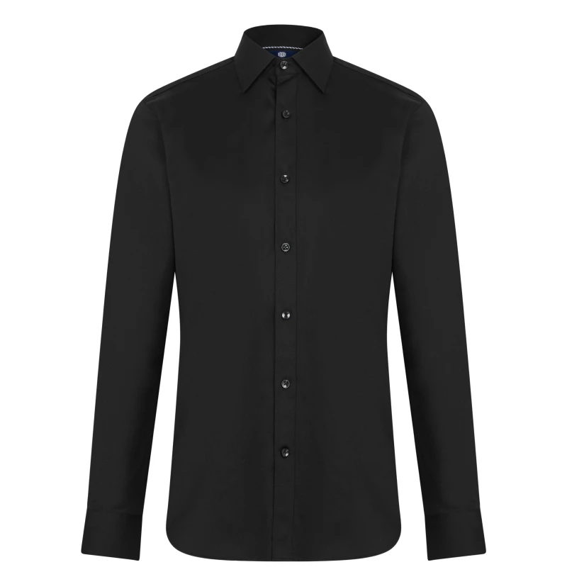 Image of Haines and Bonner Hugh Slim Fit Sateen Shirt - Black 37