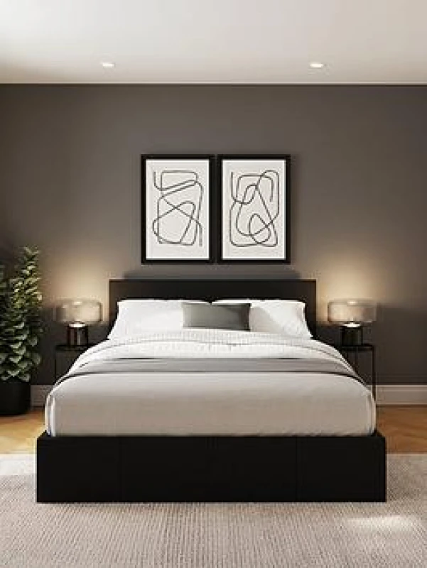 Image of GFW End Lift Double Ottoman Grey PU Bed & Pocket Mattress, Grey EL135GRSP