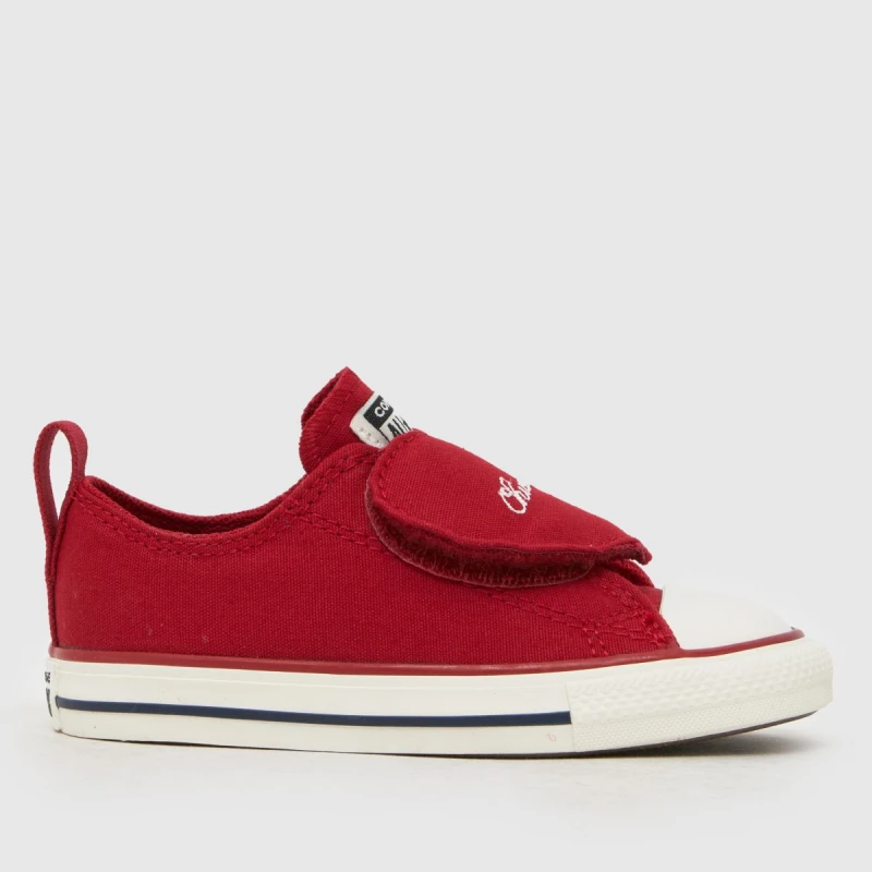 Image of Converse Red Chucks in Love All Star Lo 1V Girls Toddler Trainers Red UK 10 (EU 27)