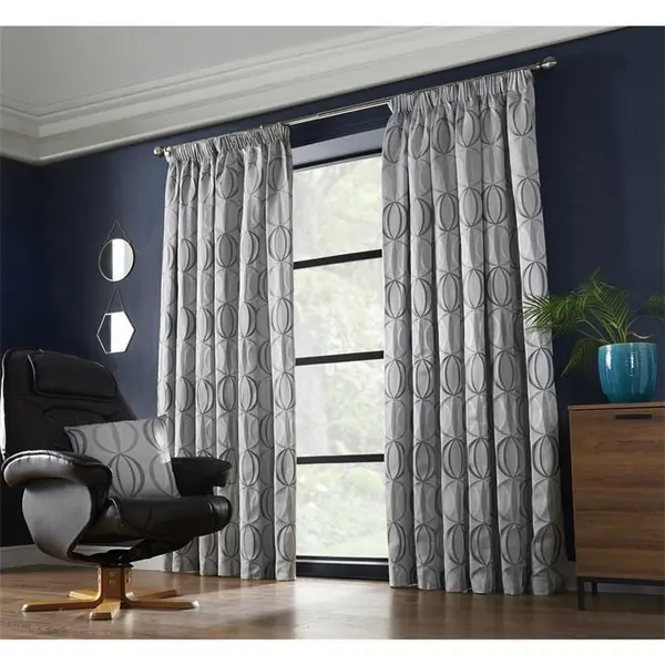 Image of Other Omega Multi Yarn Fully Lined Pencil Pleat Curtains - Silver 9