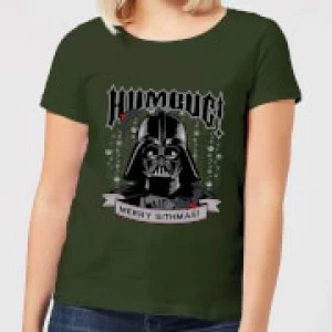 Image of Star Wars Darth Vader Humbug Womens Christmas T-Shirt - Forest Green - XL