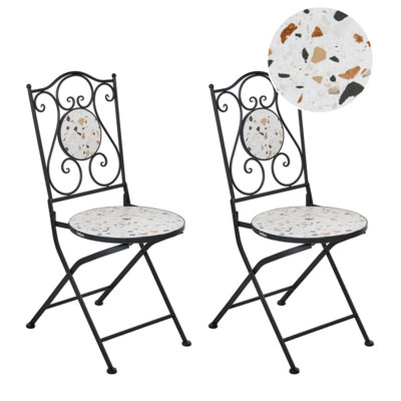 Image of Beliani Set Of 2 Garden Chairs Artena Folding Metal Black
