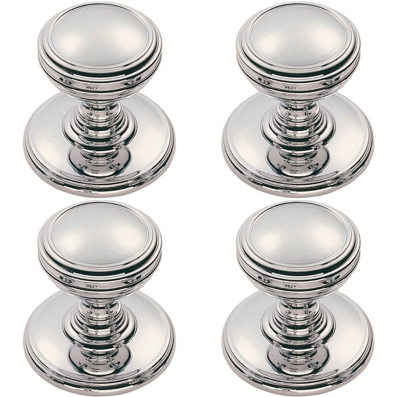 Image of Loops 4x Ringed Tiered Cupboard Door Knob 30mm Diameter Polished Chrome Cabinet Handle Multi unisex
