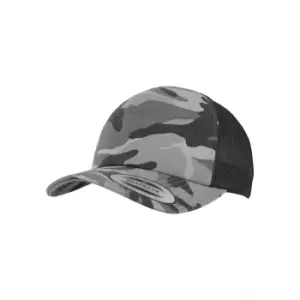 Image of Flexfit Unisex Classic Camo Trucker Cap (One Size) (Dark Camo/Black)