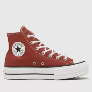 Image of Converse All Star Lift Hi Trainers In Brown