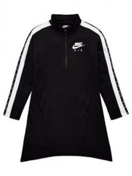 Image of Nike Sportswear Air Older Girls 1/2 Zip Dress - Black Size M 10-12 Years, Women