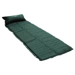 Image of Charles Bentley Single Self-Inflating Camping Mat With Pillow Dark Green Polyester, PVC coating, Foam