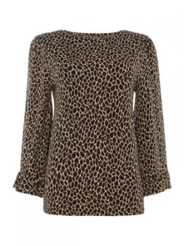 Image of Michael Kors Elevated leopard frill top Camel