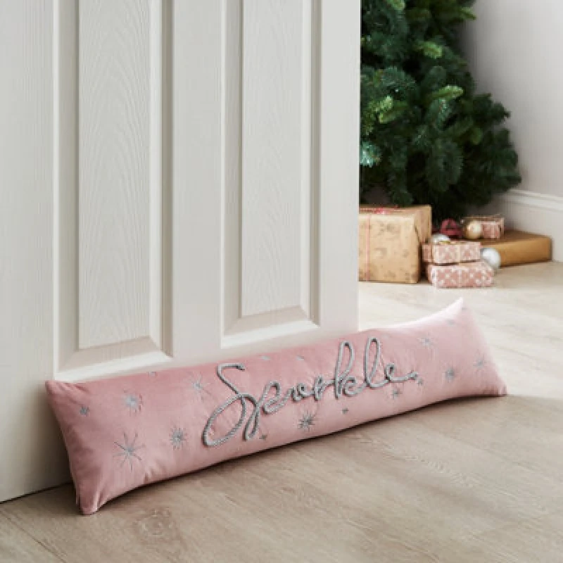 Image of Catherine Lansfield Sparkle Velvet 90cm x 20cm Draught Excluder Pink