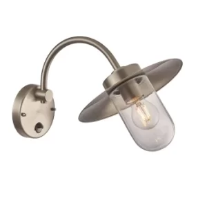 Image of 1 Light Outdoor Fisherman Dome Wall Brushed Stainless Steel, Glass IP44, E27