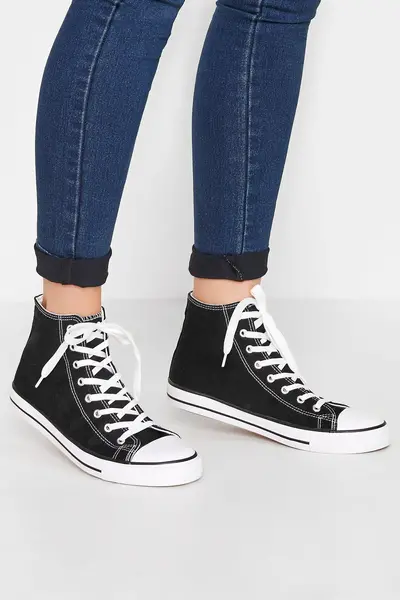Image of Long Tall Sally Canvas High Top Trainers Black