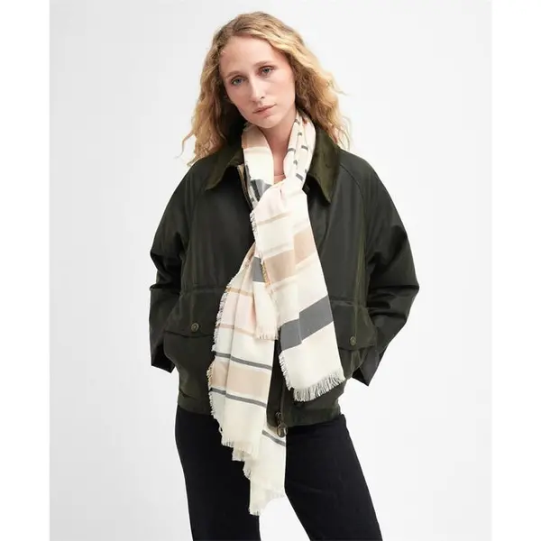 Image of Barbour Broxburn Striped Scarf - Pink One Size