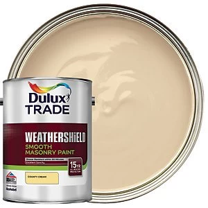 Image of Dulux Trade Weathershield Smooth Masonry Paint - County Cream 5L