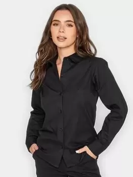 Image of PixieGirl Petite Fitted Cotton Shirt, Black, Size 14, Women