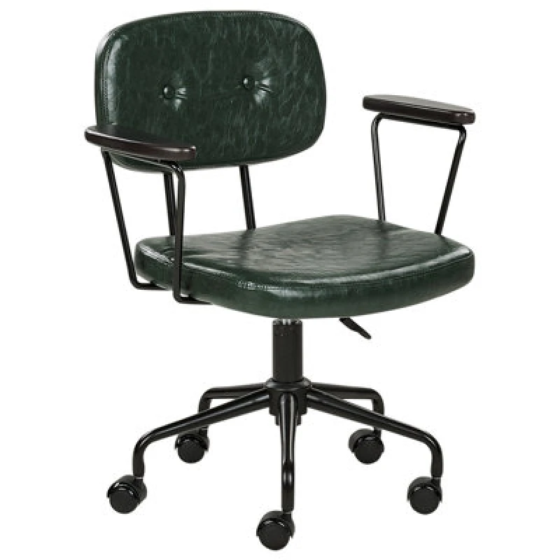 Image of Beliani Desk Chair Algerita Faux Leather Dark Green