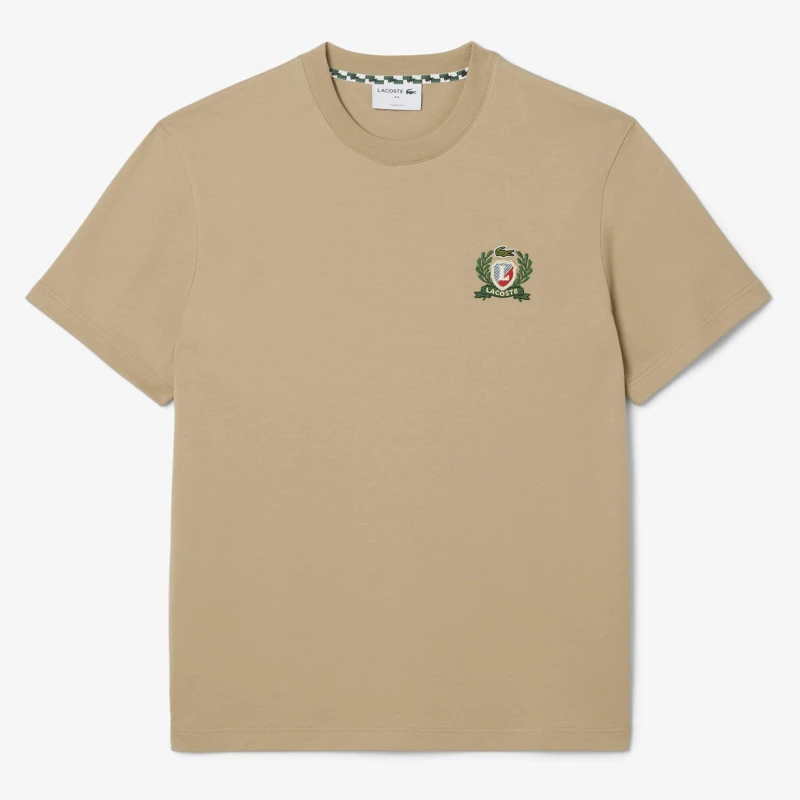 Image of Lacoste French Made Emboidered Badge T-Shirt Beige male S