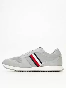 Image of Tommy Hilfiger Runner Evo Mix Suede Trainer - Silver