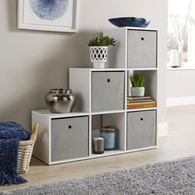 Image of Home Source Cube 321 Step Storage Shelf Unit White