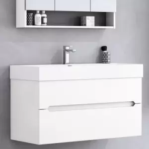 Image of 800mm Matt White Wall Hung Basin Vanity Unit - Morella