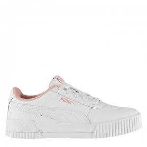 Image of Puma Carina Leather Trainers Junior Girls - White/Pink