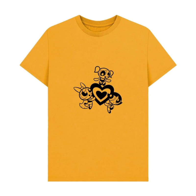 Image of Powerpuff Girls Mens Outline T-Shirt in Gold Size: Small Gold Male S