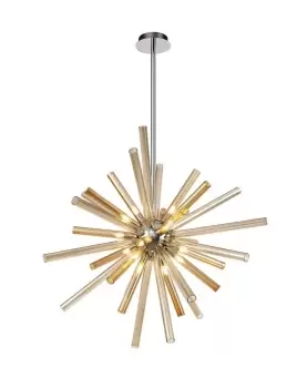 Image of Ceiling Pendant 16 Light G9, Amber & Champagne, Polished Chrome