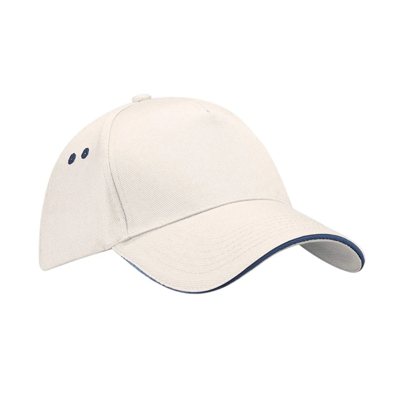 Image of Beechfield Womens 5 Panel Sandwich Peak Baseball Cap in Light Beige Light Beige Female One Size