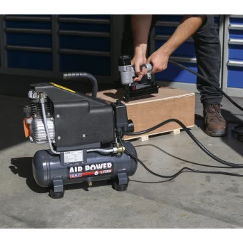 Image of SEALEY SAC0610EKIT |Air Nail/Staple Gun Kit inc Compressor Hose & Nailer/Stapler