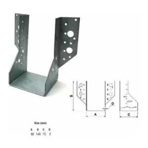 Image of Jiffy Timber Joist Hangers Decking Lofts Roofing Zinc Packs - Size 86x146x75x2mm - Pack of 5