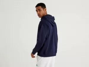 Image of Benetton, 100% Cotton Hoodie, taglia S, Dark Blue, Men