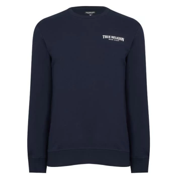 Image of True Religion Pullover Arch Logo Sweatshirt - Blue
