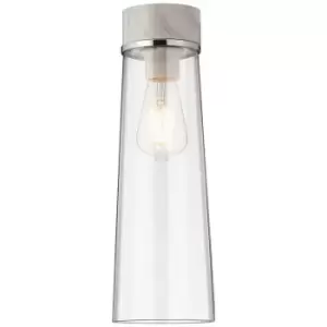 Image of Luminosa Rona Ceiling Lamp E27, With Large Clear Cylindrical Cone Glass White Marble, Clear