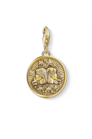 Image of Ladies Thomas Sabo Gold Plated Sterling Silver Charm Club Zodiac Sign Gemini Charm 1654-414-39