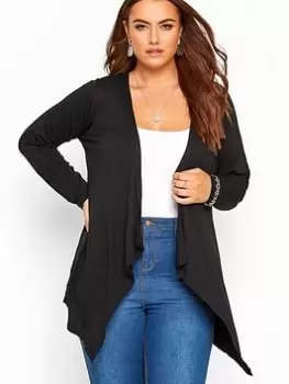 Image of Yours Waterfall Cardigan - Black, Size 16, Women