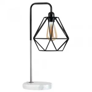 Image of Talisman Satin Nickel Table Lamp With Black Diablo Shade