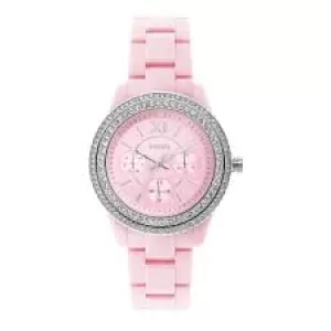 Image of Fossil Womens Stella Multifunction Castor Oil Watch - Pink