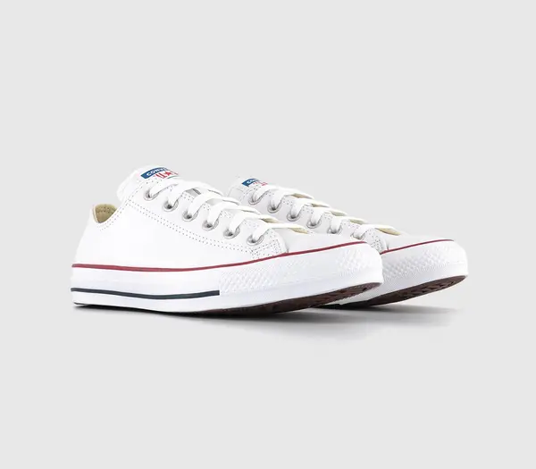 Image of Converse White Leather All Star Low Optical Trainers, 6