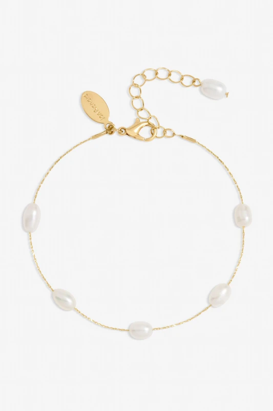 Image of Jon Richard Jon Richard Gold Plated Chain Freshwater Pearl Bracelet