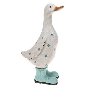 Image of David's Polka Dot Duck Large Aqua Ornament