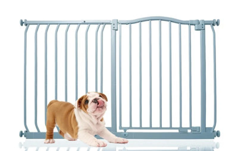 Image of Bettacare Curved Top Dog Gate, 116Cm - 125Cm, Matt Grey, Pressure Fit Pet Gate For Dog And Puppy, Pet And Dog Barrier