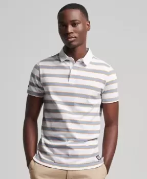 Image of Superdry Mens Organic Cotton Academy Stripe Polo Shirt Multiple Colours / Optic Multi - Size: S