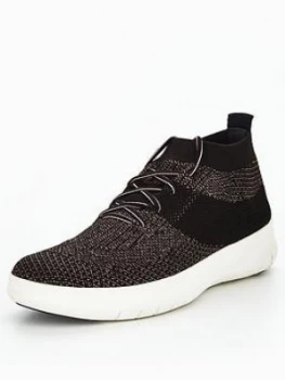 Image of FitFlop Fitflop Uberknit Slip on High Top Sneaker BlackBronze Size 8 Women